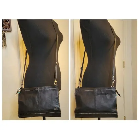 THE SAK Iris Purse Black Leather 3-Way Demi Clutch Adjustable Crossbody Bag - Picture 3 of 12